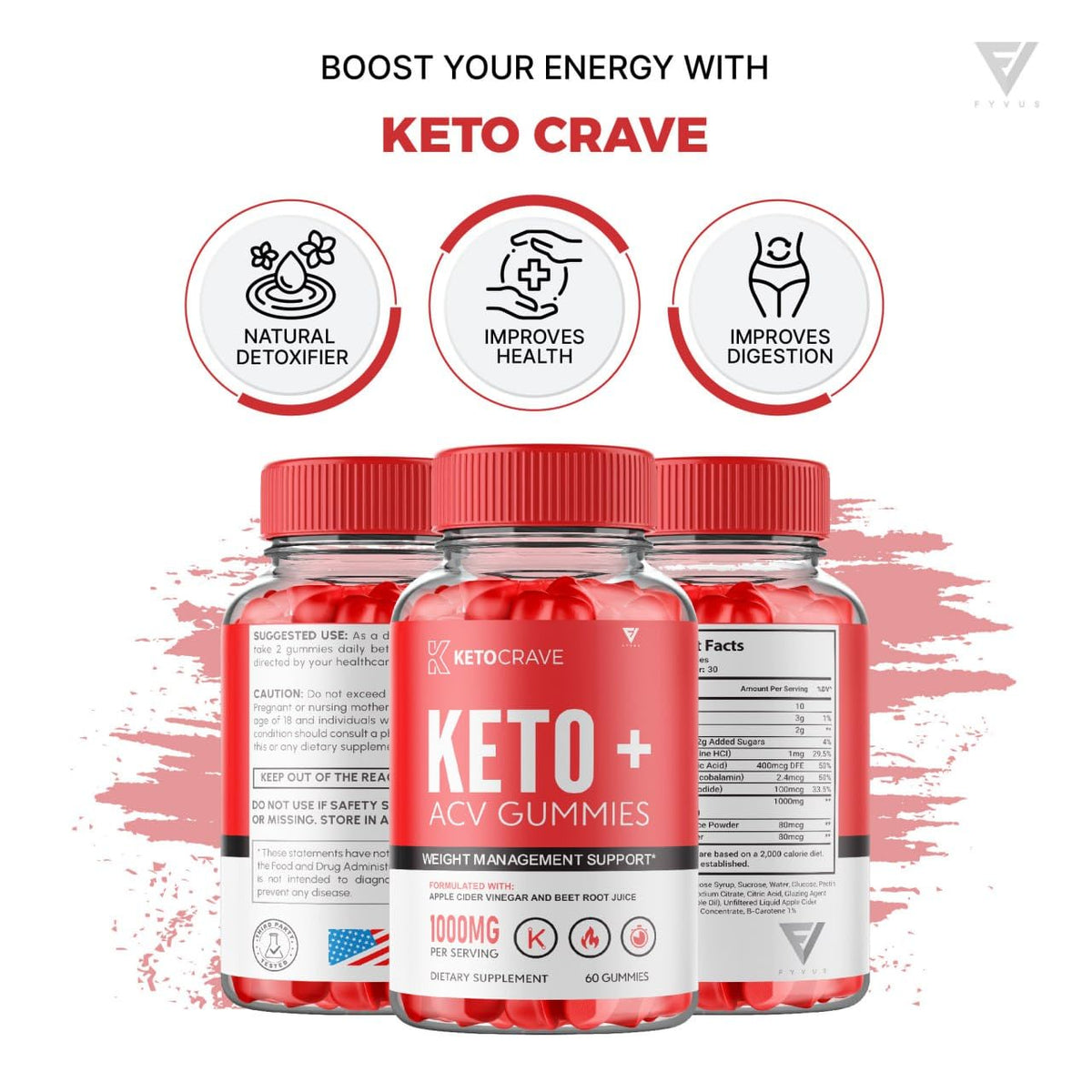 (3 Pack) Keto Crave ACV Gummies Kelly Clarkson, Ketocrave Keto + ACV Gummies