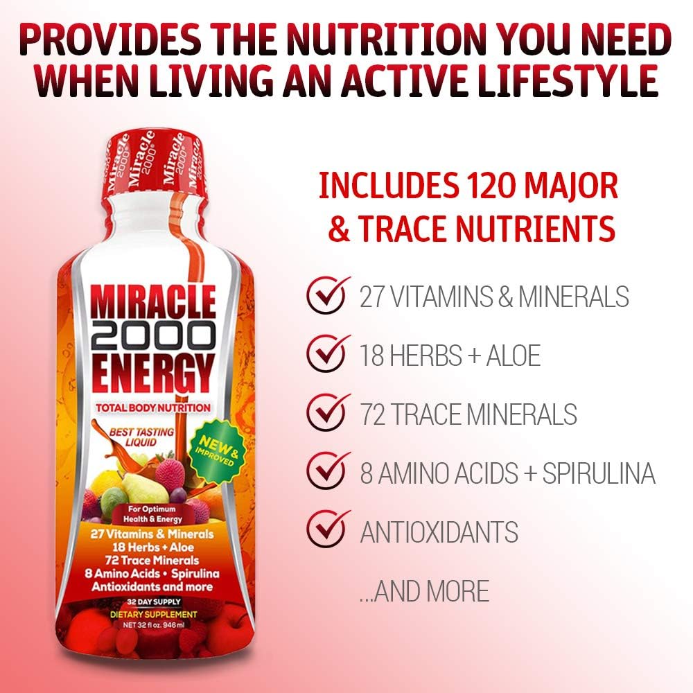 Century Systems Miracle 2000, 32 oz | Complete Liquid Multivitamin & Mineral Supplement with Amino Acids & Antioxidants