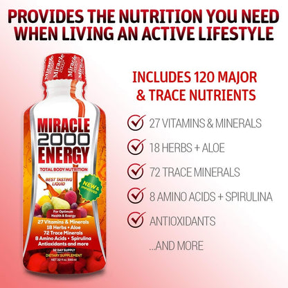 Century Systems Miracle 2000, 32 oz | Complete Liquid Multivitamin & Mineral Supplement with Amino Acids & Antioxidants