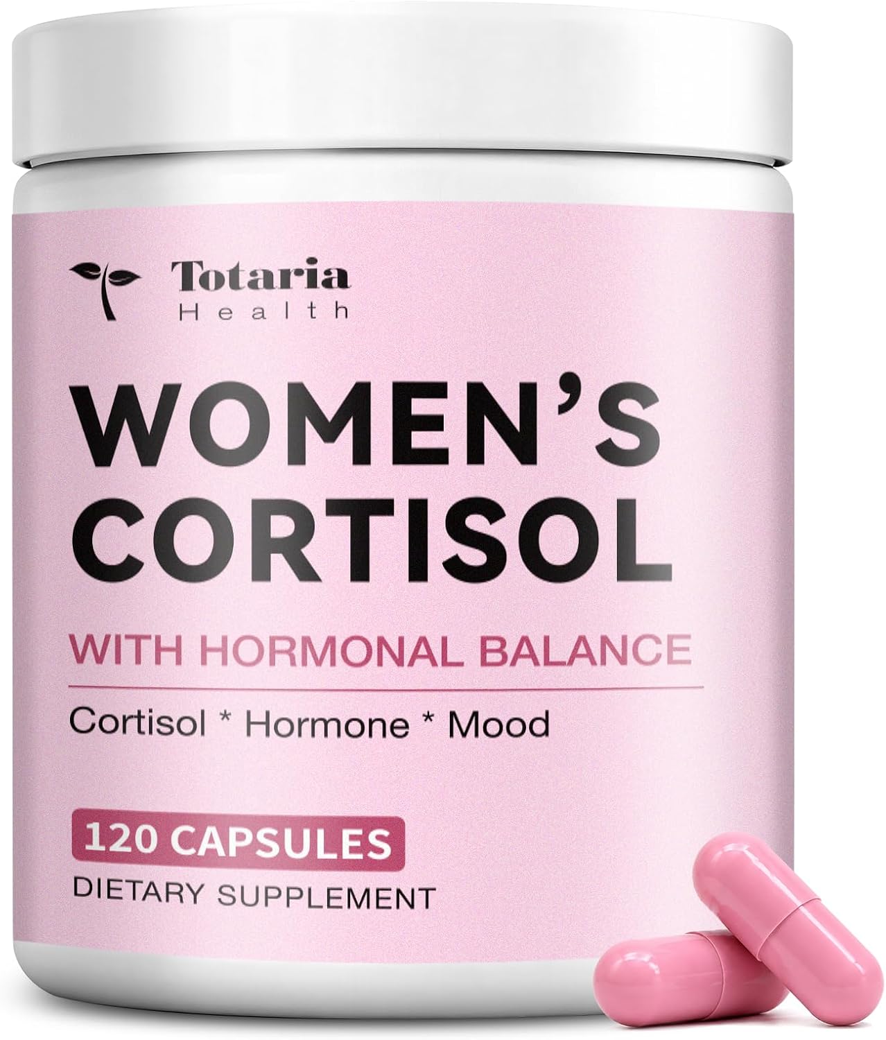 Totaria Women's Cortisol with Hormonal Balance | Stress Relief - Ashwagandha, L-Theanine, Magnesium, Myo-Inositol, Mood, Focus & Sleep Support, PMS* 120 Ct.