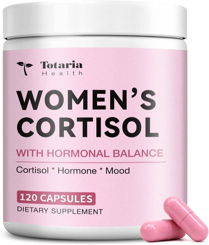 Totaria Women's Cortisol with Hormonal Balance | Stress Relief - Ashwagandha, L-Theanine, Magnesium, Myo-Inositol, Mood, Focus & Sleep Support, PMS* 120 Ct.