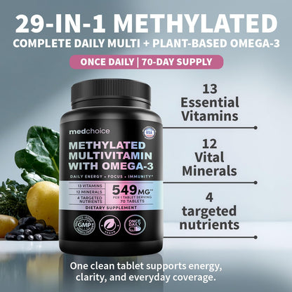 MEDCHOICE Complete 29-in-1 Methylated Multivitamin with Omega-3, 70ct