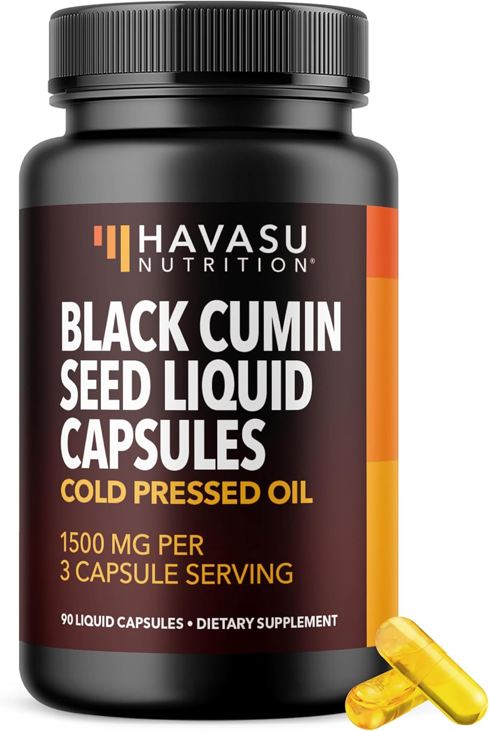 Black Seed Oil Capsules, Vegan, Non-GMO, Cold-Pressed Nigella Sativa, 90ct | 1500mg Per Serving Black Cumin Supplement for Skin Health, Immune Function, and Digestive Health, Unflavored, 30 Servings