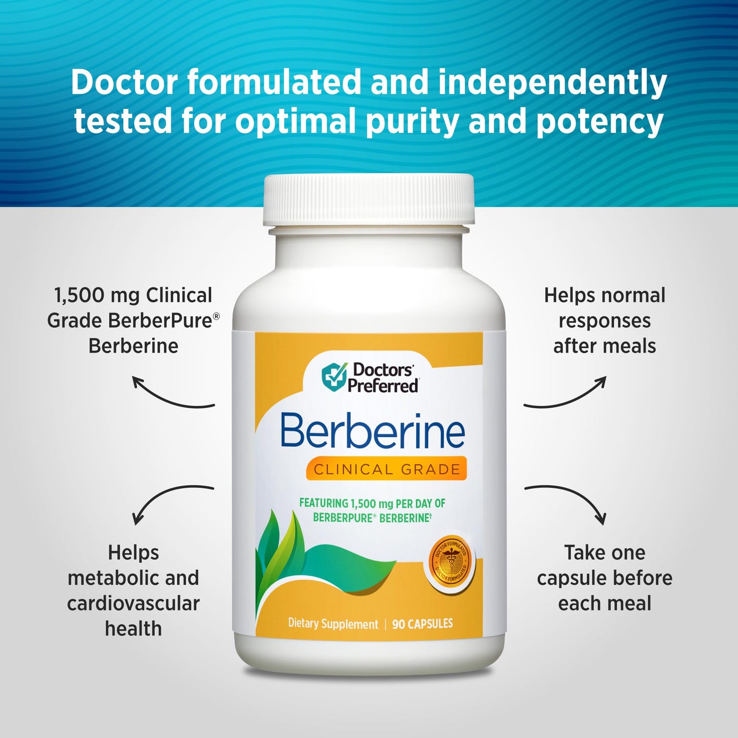 DOCTORS' PREFERRED Clinical Grade Berberine Supplement, 90 Capsules | Berberine supplement