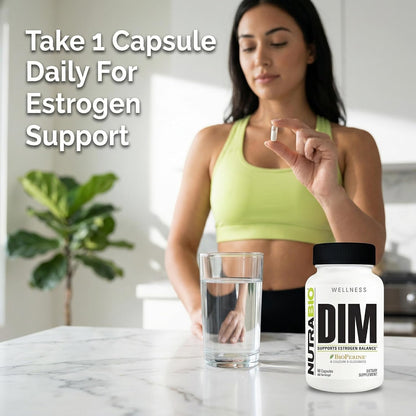 NutraBio DIM Supplement, Supports Estrogen Balance, 100mg - 60 Vegetable Capsules