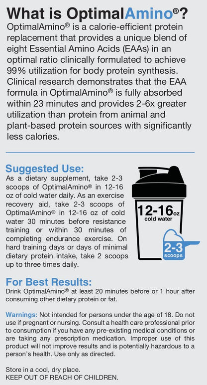 OptimalAmino Best Pre/Post Workout Recovery Drink, 99% Utilization Essential Amino Acid