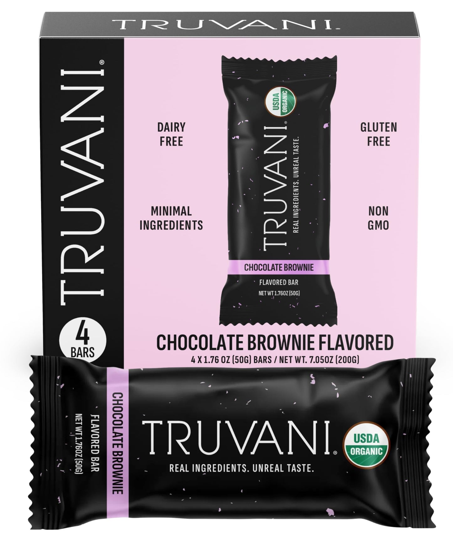 Truvani Plant Based Snack Bars | Variety | 12 Pack | Vegan | 5-8g Protein | USDA Organic and Vegan | Dairy, Soy, and Gluten Free | Individually Wrapped