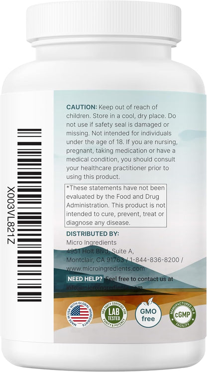 Micro Ingredients Magnesium Glycinate 500mg Per Serving, 240 Capsules | Potent Elemental Form, Chelated, High Absorption | Healthy Muscle, Bones, & Mood Support Supplement | Non-GMO