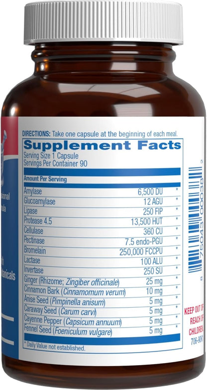 Plant Based Multi Digestive Enzymes Supplement - Clinically Formulated Digestion Supplement with Soothing Herbs and Enzymes for Women and Men for Protein Carb & Fat Digestive Complete (90ct)