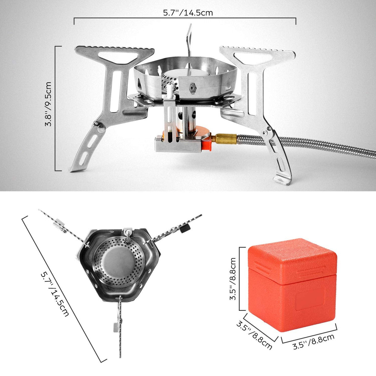 Odoland 3500W Windproof Camp Stove Camping Gas Stove with Fuel Canister Adapter