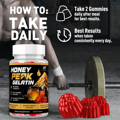 Honey Peak Gelatin Gummies for Men, Honey Peak Gelatin for Men 60 Gummies