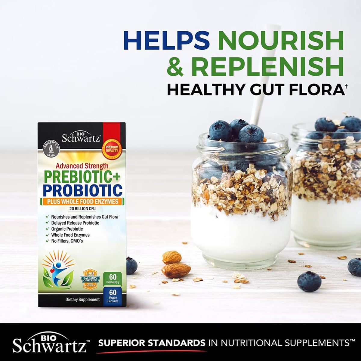Prebiotics and Probiotic with Whole Food Enzymes for Adults Women & Men