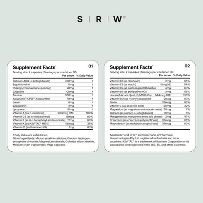SRW Cel Essential | Wellness Supplement for Healthy Aging and Longevity | Supports Energy, Mental Performance + Muscle Health | 17 Vitamins & Minerals | Suitable for All Ages | 60 Capsules