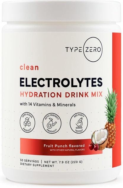 Type Zero Clean Electrolytes Hydration Powder (Fruit Punch) 50 Servings