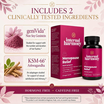 Dream Brands Internal Harmony Feel Good Energy, 60 Count | Menopause Relief Multi-Symptom Herbal Formula, Hot Flashes & Night Sweats Relief, Mood & Energy Support, Libido Boost