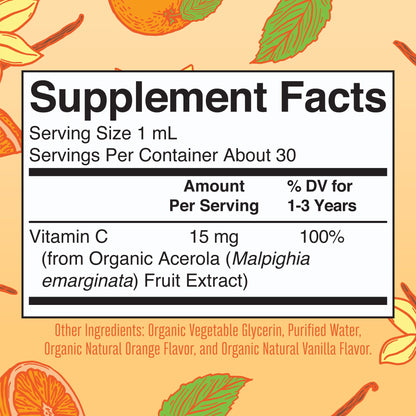 MARYRUTH'S Organic Toddler Vitamin C Drops for Immunity | Ages 1-3 Years | 15 mg Per Serving | Vitamin C for Immune Support & Overall Health | Vegan | Sugar Free | Gluten Free | Non-GMO | 30 Servings