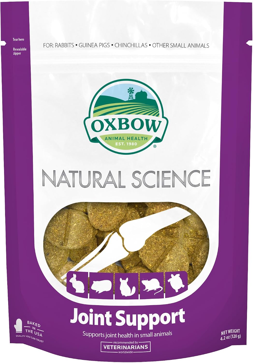 Oxbow Natural Science Joint Supplement for Rabbits & Guinea Pigs, 4.2 oz | Healthy Cat Treats, Natural Feline Snacks, Protein Rich, Crunchy Biscuits, Indoor Cats, Kitten Rewards, Made in USA