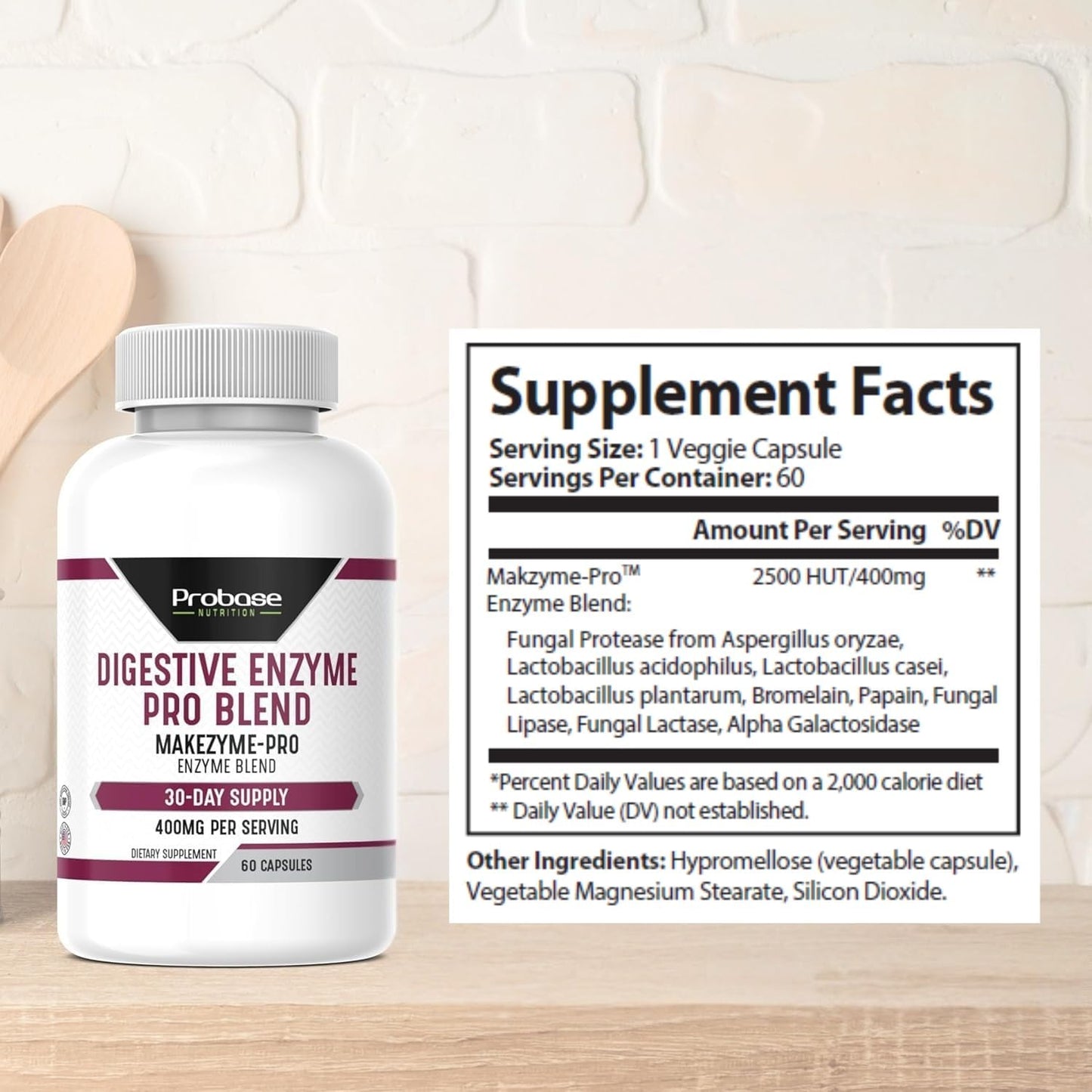 Probase Nutrition Digestive Enzyme Pro Blend 60 Capsules 30-Day Supply