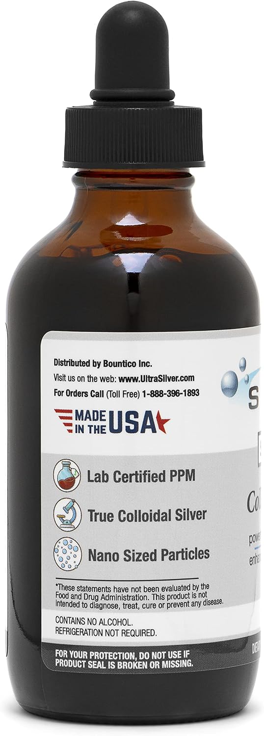Ultra Silver® Colloidal Silver | 10,000 PPM, 4 Oz (118mL) | Mineral Supplement | True Colloidal Silver - with Dropper