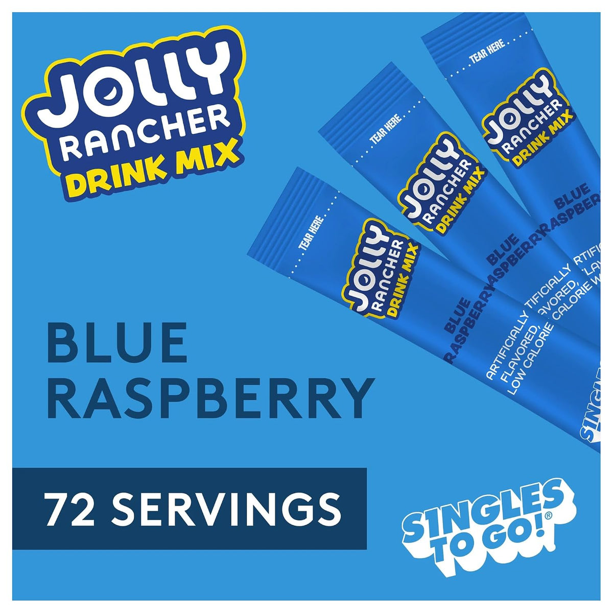 Jolly Rancher Blue Raspberry Singles To Go Drink Mix - 0.65 oz, Pack of 4
