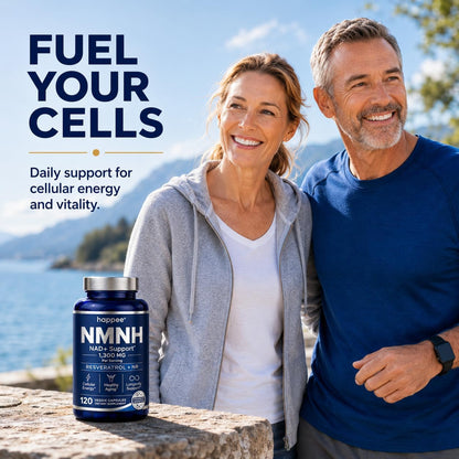 Happee Liposomal NMNH Supplement 1300mg (NMN Alternative) NAD+ | 120 Caps | 6-in-1 NAD+ Formula | Reduced Nicotinamide Mononucleotide (NMNH), Resveratrol, NR, CoQ10 | Cellular Energy & Healthy Aging
