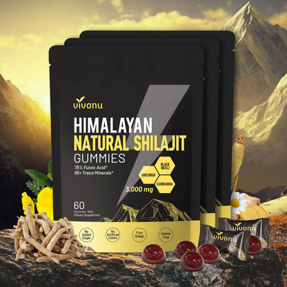 VivoNu Shilajit* Gummies,Pure Himalayan* micronutrient Supplement, Himalayan Premium Ingredient with Shilajit, Ashwagandha, Gokshura, Fulvic Acid & 85+ Trace Minerals I for Men & Women (4000MG/1 Bag)