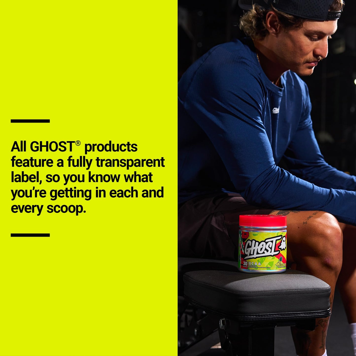 GHOST BCAA Powder Amino Acids Supplement, Sour Strips - 30 Servings - Sugar-Free Intra, Post & Pre Workout Amino Powder & Recovery Drink, 7G BCAA