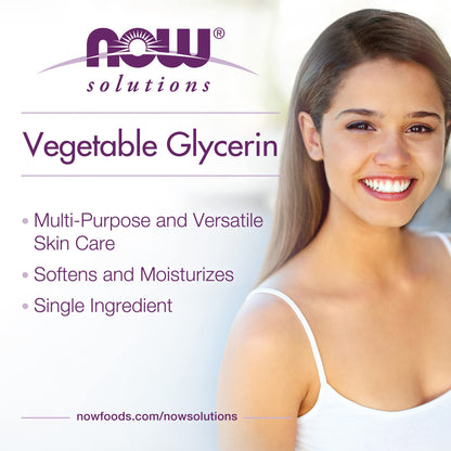 NOW Foods Solutions, Vegetable Glycerin, 100% Pure, Versatile Skin Care, Softening and Moisturizing, 16-Ounce