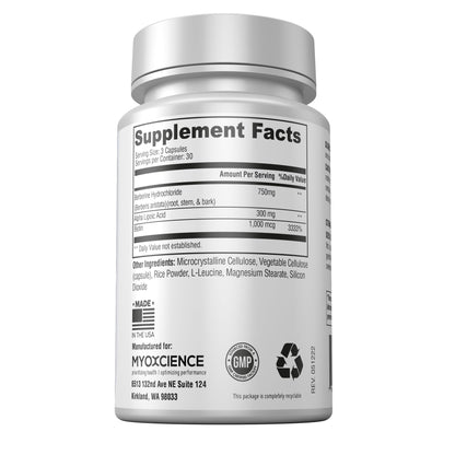 MYOXCIENCE Berberine Fasting Accelerator: Berberine HCL with ALA (Alpha Lipoic Acid)