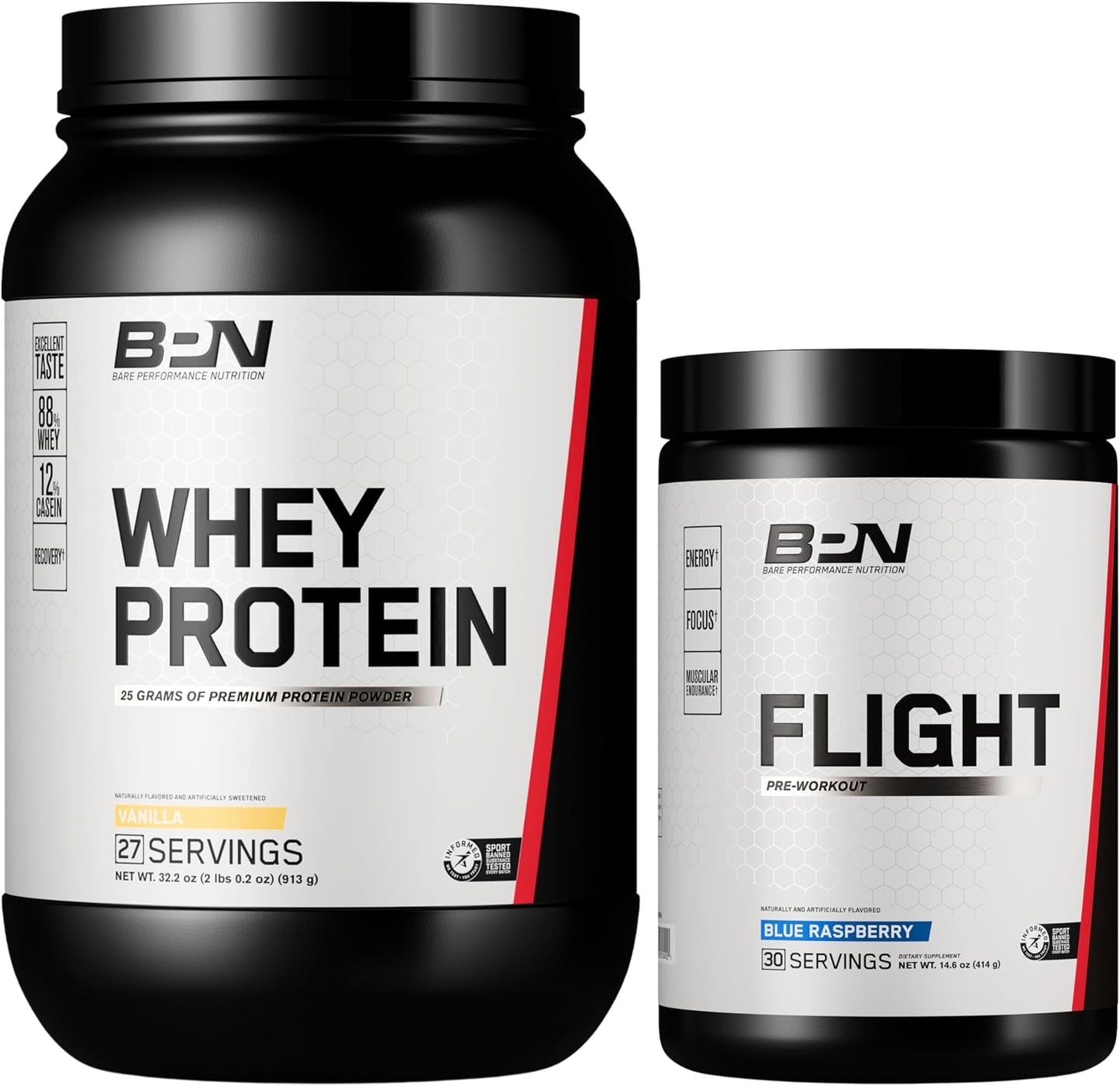 BARE PERFORMANCE NUTRITION BPN Whey Protein & Flight Blue Raspberry Bundle