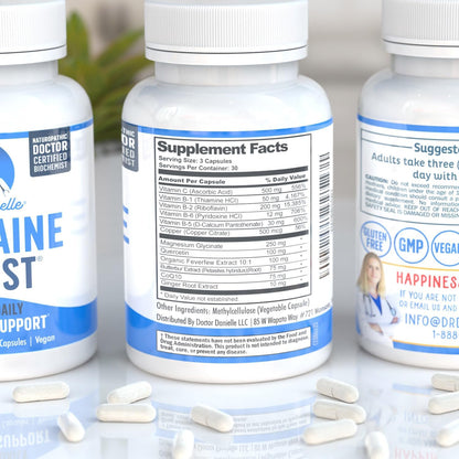 Best Migraine Relief Product with Magnesium - Migraine Assist Supplement with Quercetin, Feverfew, Butterbur, CoQ10 from Dr. Danielle, 90 Capsules