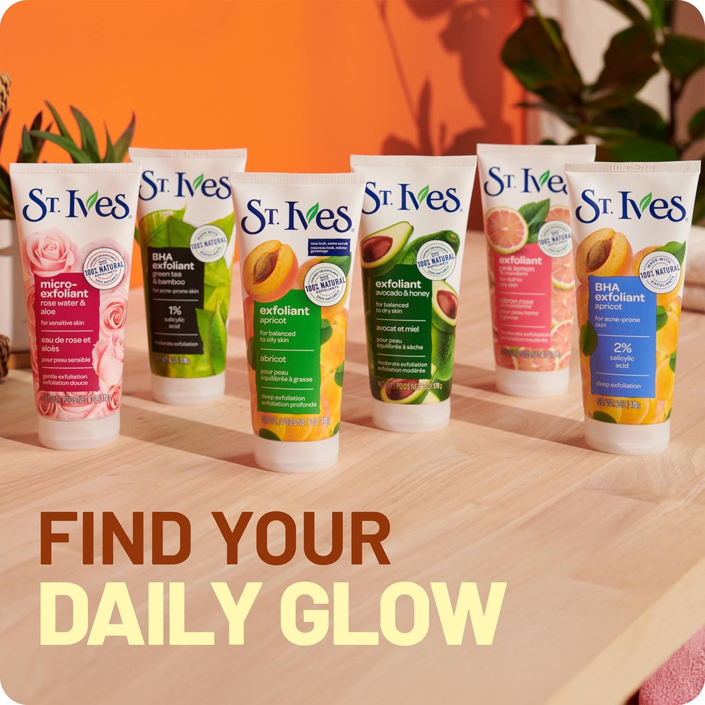 St. Ives Apricot Facial Scrub, Fresh Skin – Face Exfoliant for Balanced to Oily Skin, 6 Oz Ea