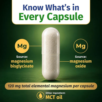 1 Body Magnesium Glycinate Complex, High Absorption, 60 Vegan Capsules