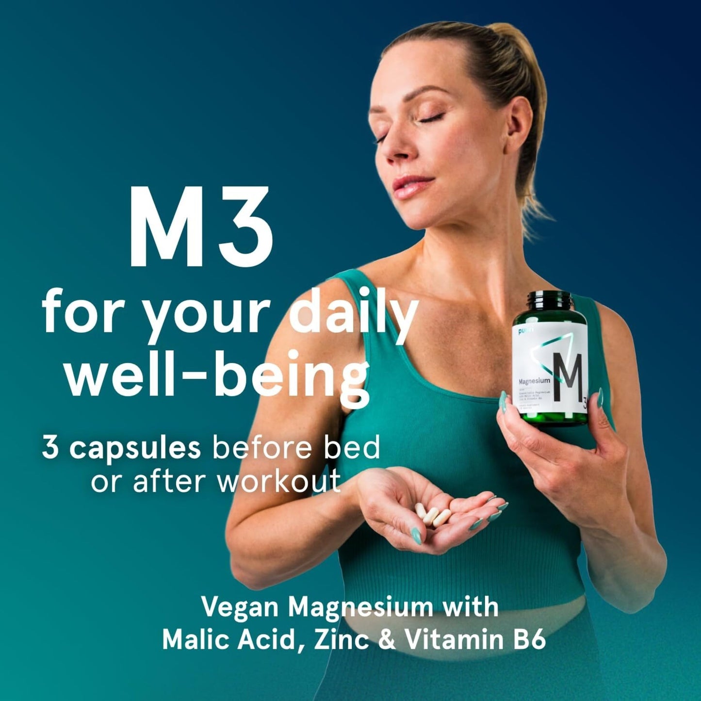 Puori Magnesium Complex Supplement - High Absorption Magnesium Taurinate & Gluconate, Zinc, Vitamin B6 & Malic Acid for Sleep Support, Immune & Bone Health & Muscle Recovery - 120 Vegan Capsules