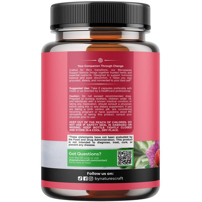 Natures Craft Complete Herbal Menopause Supplement for Women - Female Hormone Balance Capsules for Night Sweats Hot Flashes & Mood Swings with Dong Quai, Chaste Berry & Black Cohosh Root - 60 Count