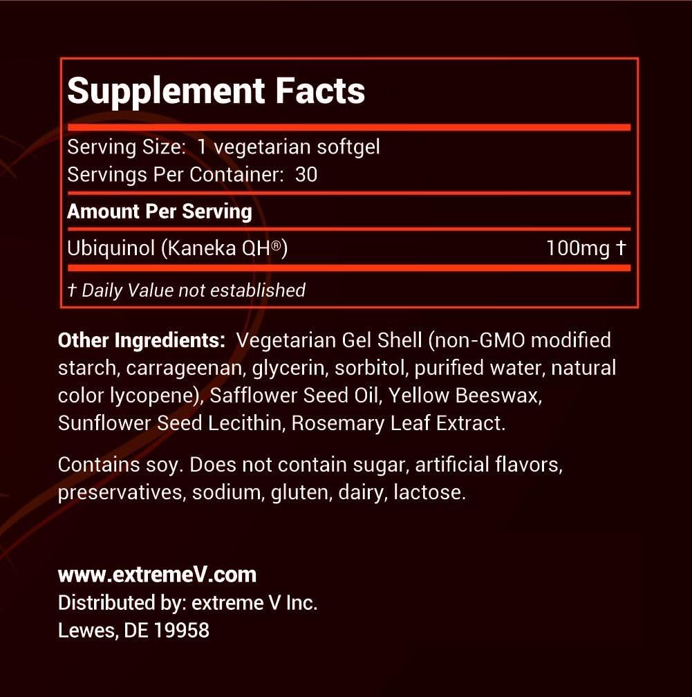 HeartQQ HIGH Absorption Ubiquinol (QH), Active CoQ10 300% Greater Absorption, 1 Recommended Form of CoQ10. 100mg of Ubiquinol (Vegetarian Softgels)