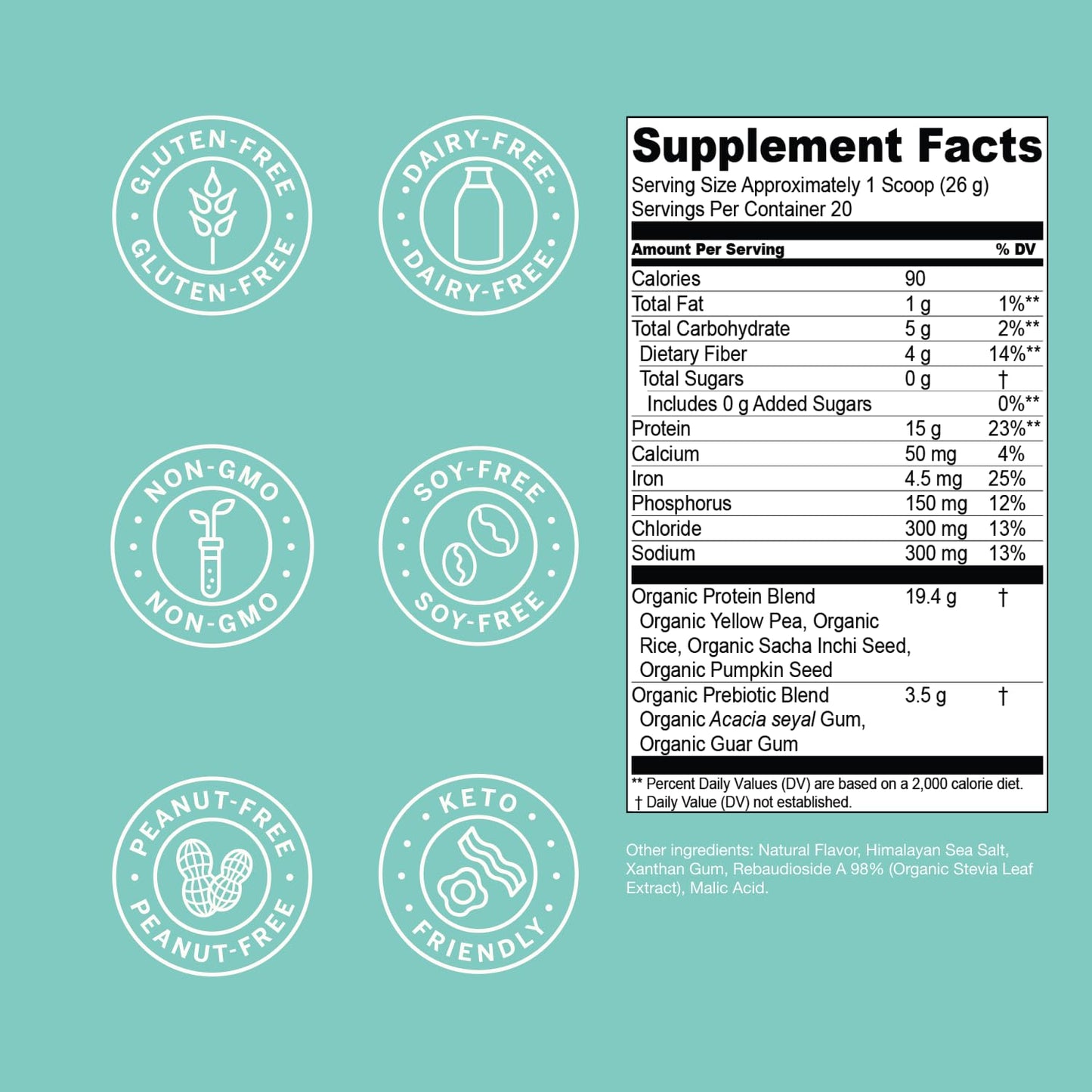 Live Conscious Cosmic Cacao - Organic Vegan Protein Powder, Chocolate Flavor, Plant-Based Blend - Pea Protein, Brown Rice, Pumpkin, Sacha Inchi - 20 Servings, 17 oz