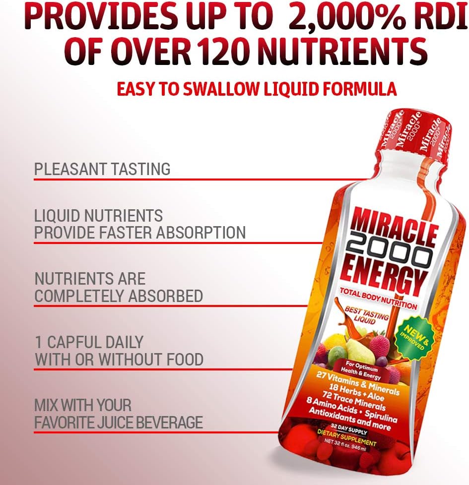 Century Systems Miracle 2000, 32 oz | Complete Liquid Multivitamin & Mineral Supplement with Amino Acids & Antioxidants