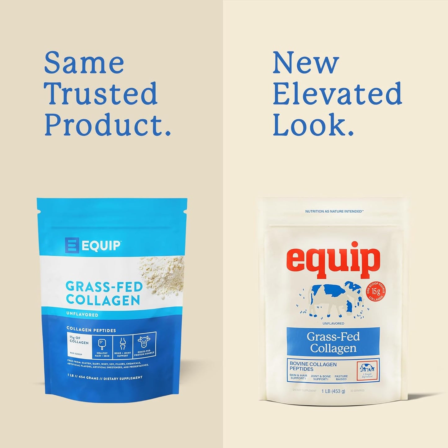 Equip Foods Grass Fed Collagen Powder | Hydrolyzed Bovine Collagen Peptides with Amino Acids | Prime Beef Collagen for Healthy Joints, Skin & Nails | Non-GMO, Paleo Friendly | 30 Servings, Unflavored