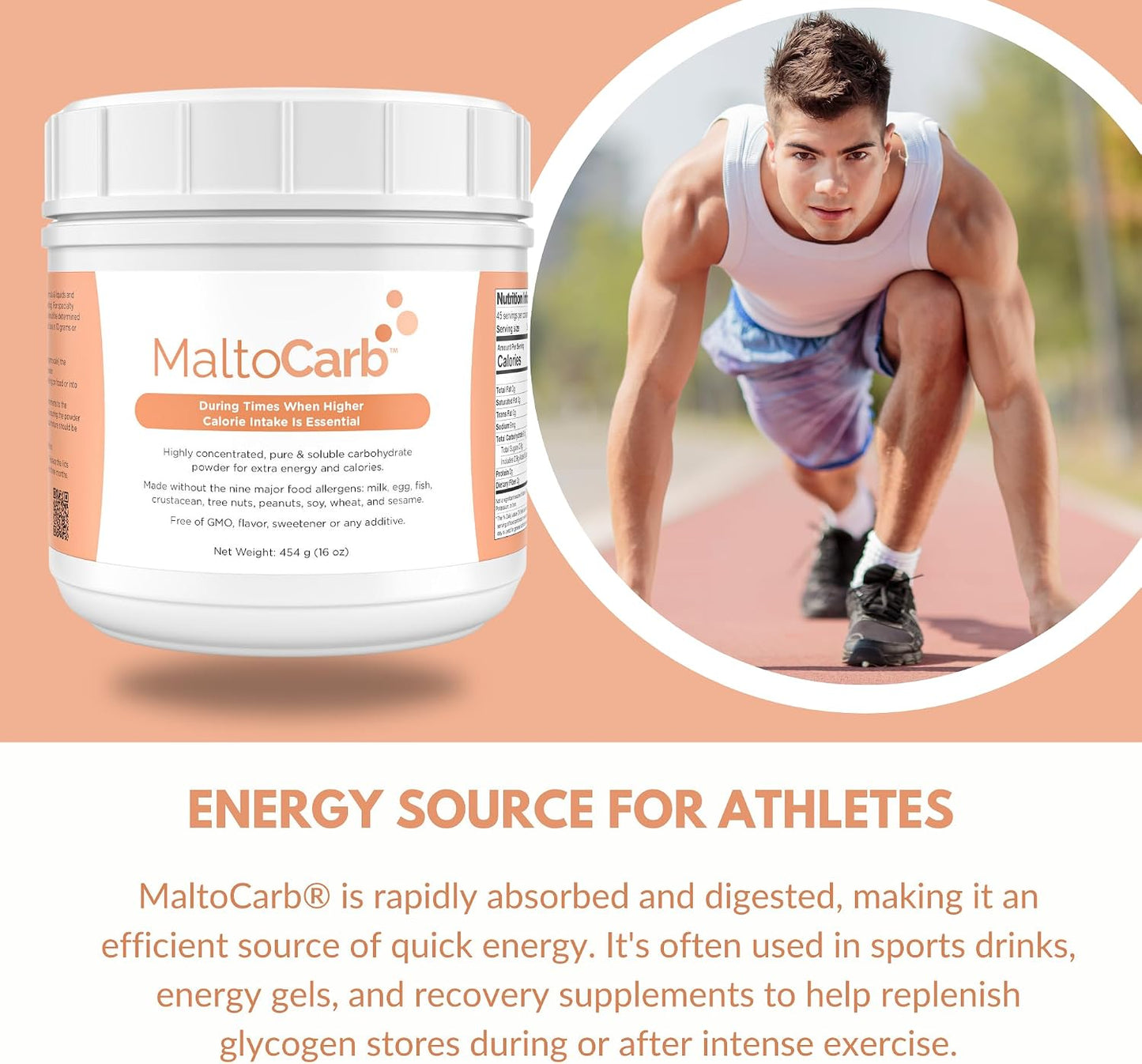 MaltoCarb Maltodextrin Powder, 454g | Carbohydrate Powder, Sustained Energy, Fast-Absorbing, Gluten-Free, Plant-Based