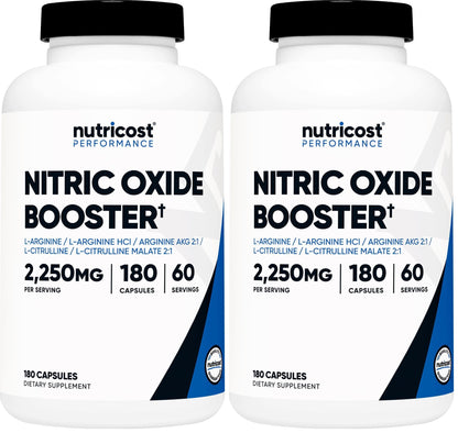 Nutricost Nitric Oxide Booster 2250mg, 180 Capsules - 750mg Per Casule, 60 Servings - Gluten Free and Non-GMO | 750mg Per Casule, 60 Servings, GMO-Free