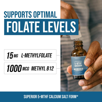 L Methyl Folate 15mg Plus Methyl B12 Cofactor – High Potency, Active 5-MTHF Form - Supports Mood, Methylation, Cognition – Bioactive Forms of Vitamin B9 & B12 (60 Capsules – 60 Servings)