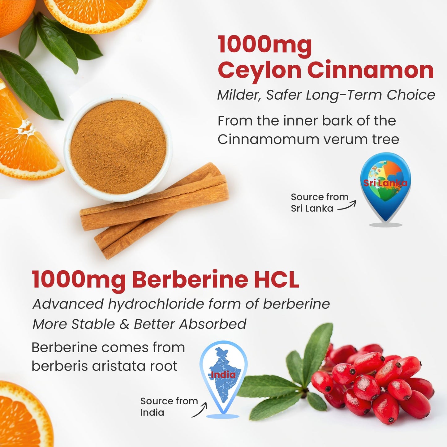 Ceylon Cinnamon Berberine Gummies 2000mg Sugar Free, Organic Berberine HCI Supplement with Ceylon Cinnamon, Bitter Melon, Green Tea, Chromium, Magnesium Glycinate & Methyl B12 for Women & Men, 120ct