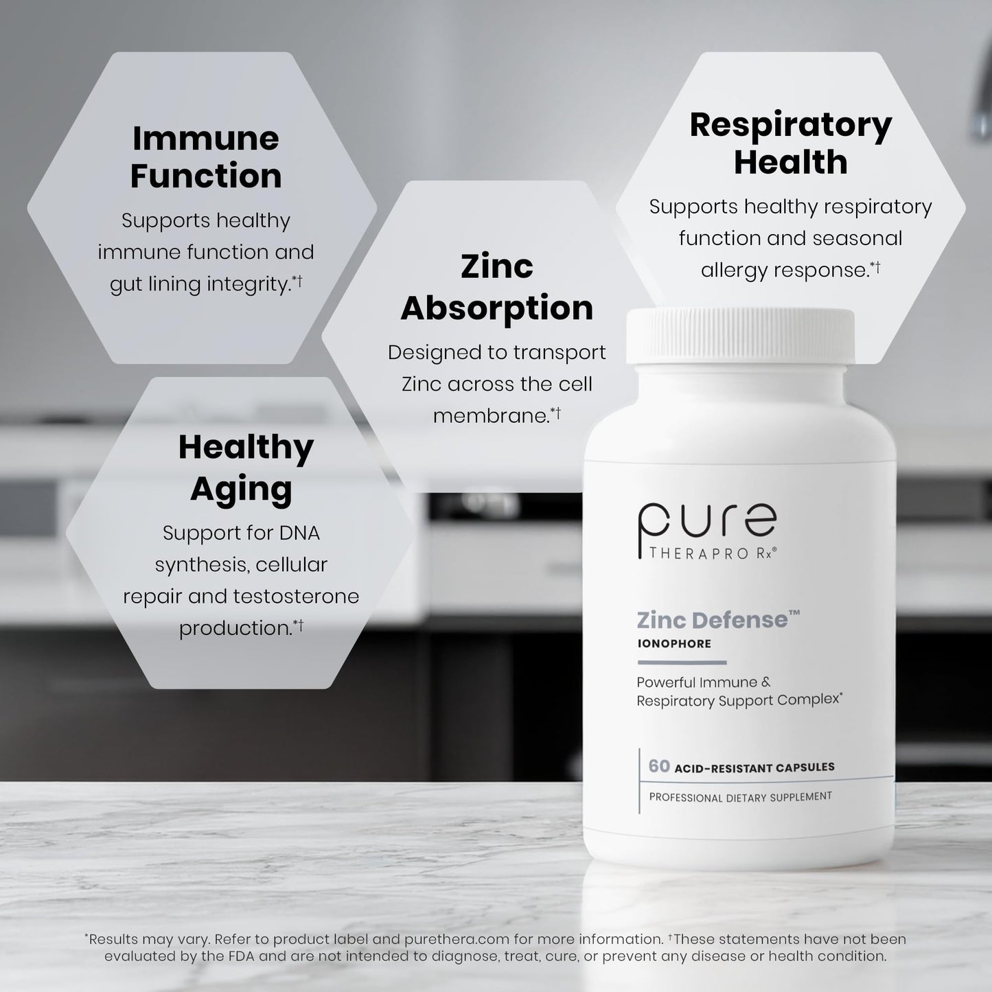 Zinc Defense | Zinc + Copper + Quercetin | 60 Servings in Vegan Capsules | L-OptiZinc & Quercefit Ionophore | Chelated Minerals | Immune, Gut, & Hormonal Balance Support