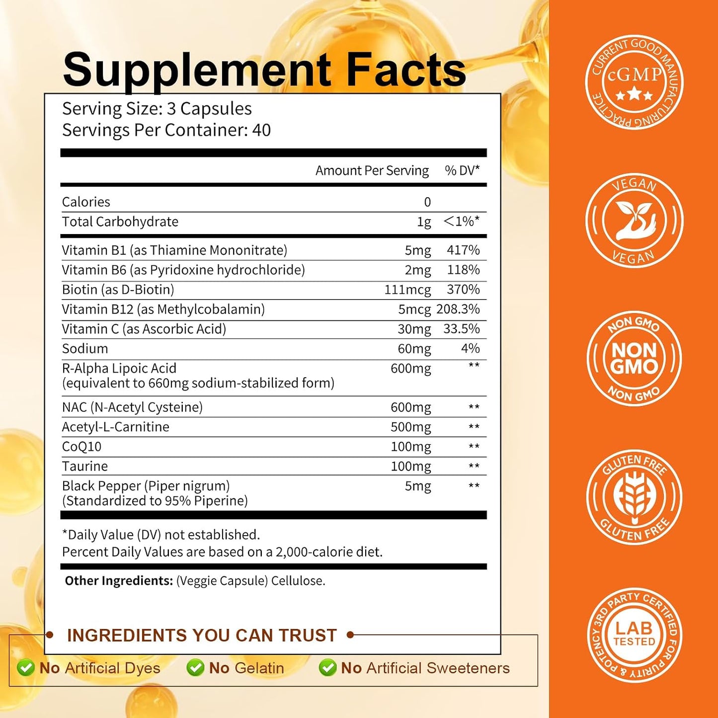 Totaria R Alpha Lipoic Acid 600mg - Stabilized ALA Supplement for Neuropathy Support Capsules, Nerve Health, Nervous System and Antioxidant, Non-GMO, Gluten Free, Vegan Safe 120 Counts
