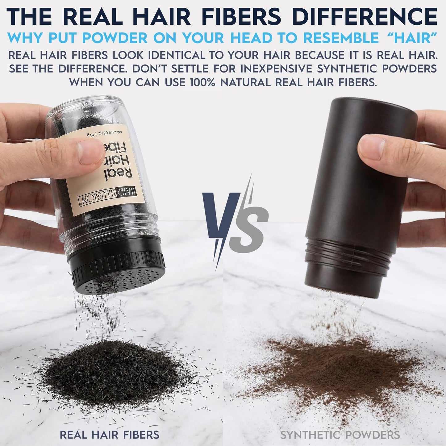 Hair Illusion 100% Natural Human Hair Fibers Not Synthetic for Men and Women, Premium Hair Building Formulation, Large, 38 g Bottle, Jet Black