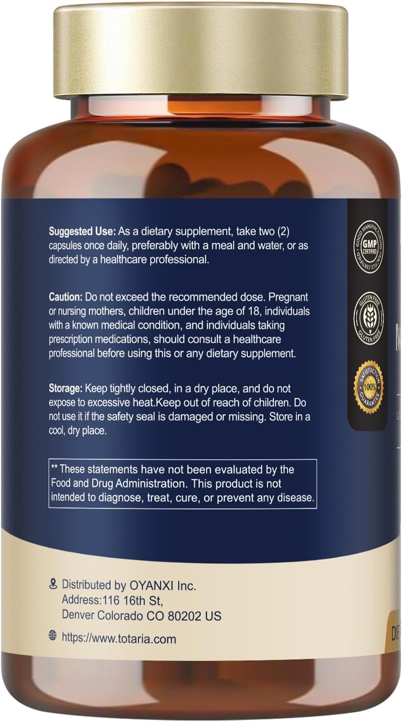 Totaria Brain Supplements for Memory and Focus, Brain Health with L-Tyrosine, Alpha GPC, Ginkgo Biloba, Bacopa Monnieri, Nootropic Cognitive Support - Non-GMO, Gluten Free (120 Counts)
