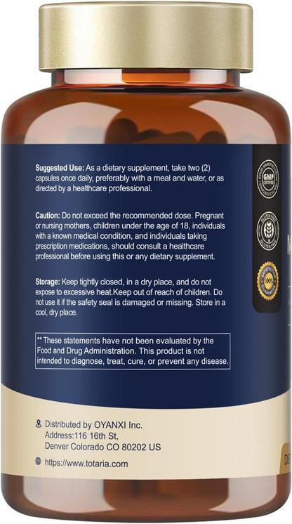 Totaria Brain Supplements for Memory and Focus, Brain Health with L-Tyrosine, Alpha GPC, Ginkgo Biloba, Bacopa Monnieri, Nootropic Cognitive Support - Non-GMO, Gluten Free (120 Counts)
