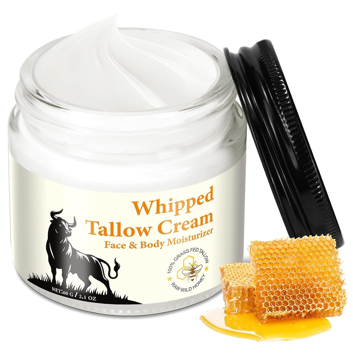 HUYEHF Beef Tallow for Skin, Beef Tallow and Honey Balm for Skin & Face Deeply Nourishing Face Body Moisturizer, for Dry Care & Anti-Aging- 60g