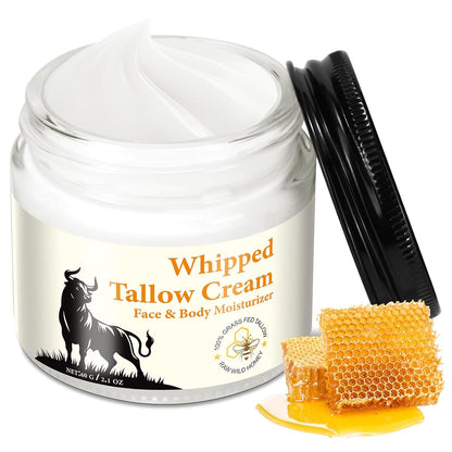 HUYEHF Beef Tallow for Skin, Beef Tallow and Honey Balm for Skin & Face Deeply Nourishing Face Body Moisturizer, for Dry Care & Anti-Aging- 60g